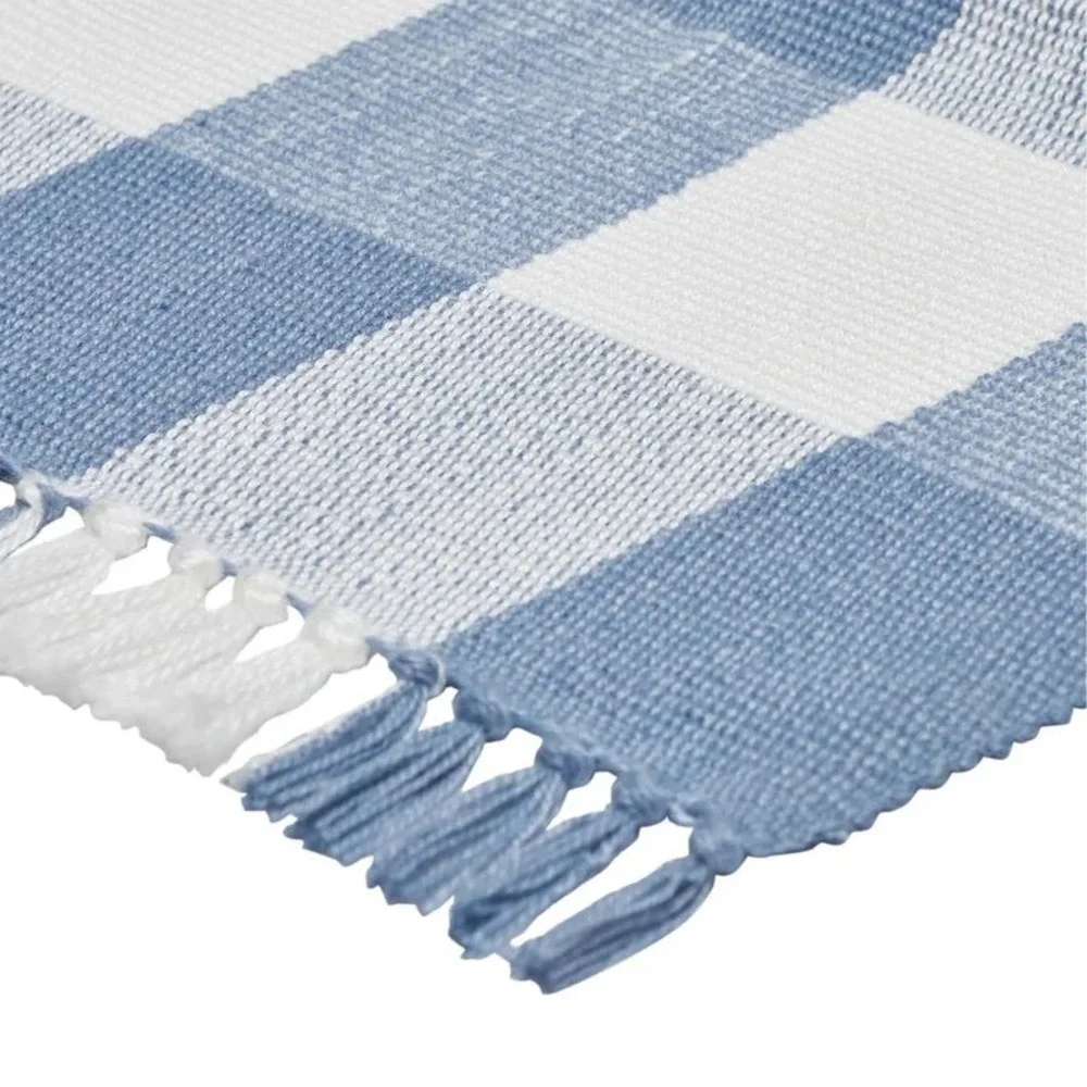 My Texas House Blue & White Gingham Fringe Layering‎ Rug, Easter 2026